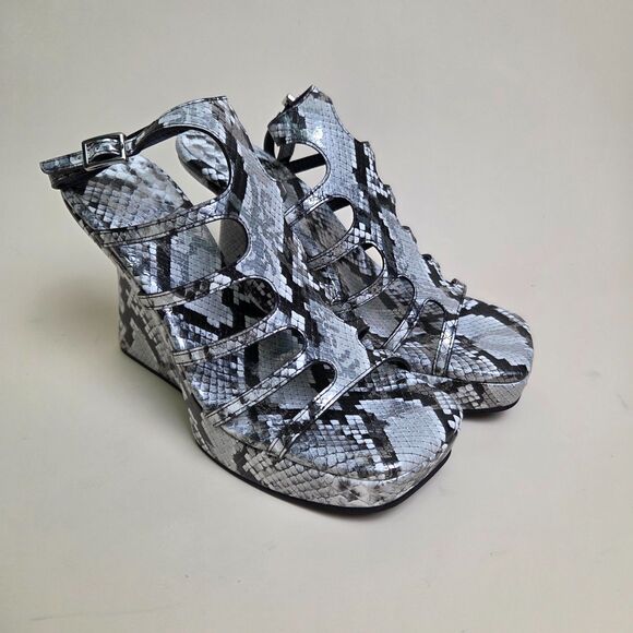 Jeffrey Campbell Snake Wedge Heels for Women for sale | eBay Jeffrey Campbell Platform Wedge Sandals Snake Print Cage Ankle Strap Size 6.5